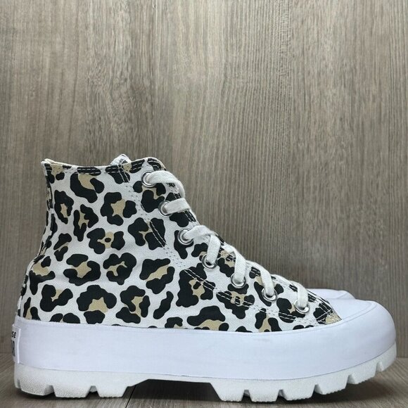 Converse Shoes - Converse Shoes Womens Size 7.5 Chuck Taylor All Star Lugged High Leopard White